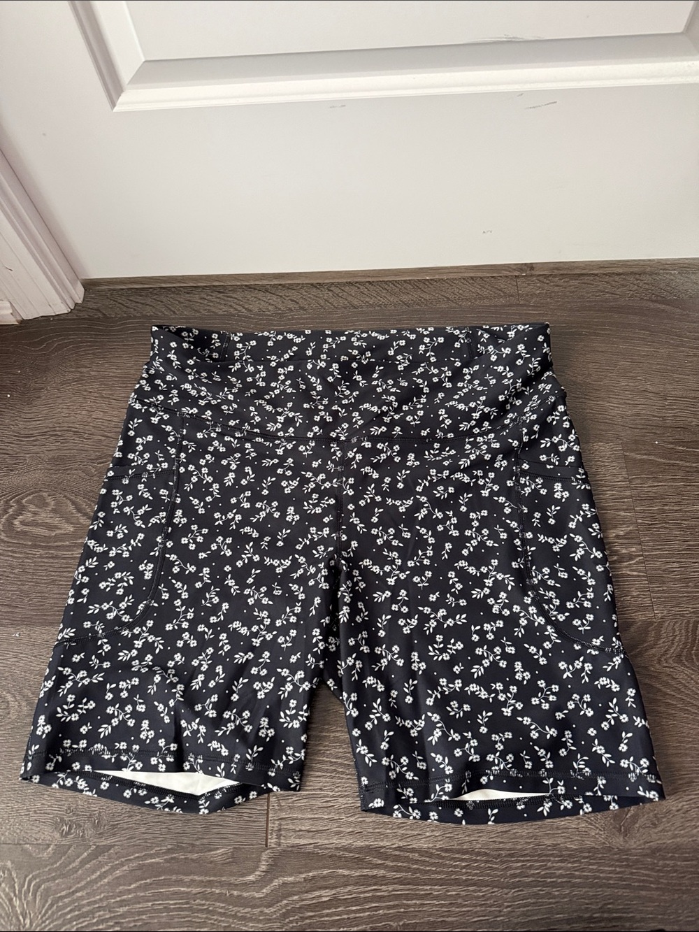 Old Navy Black Floral Bike Shorts